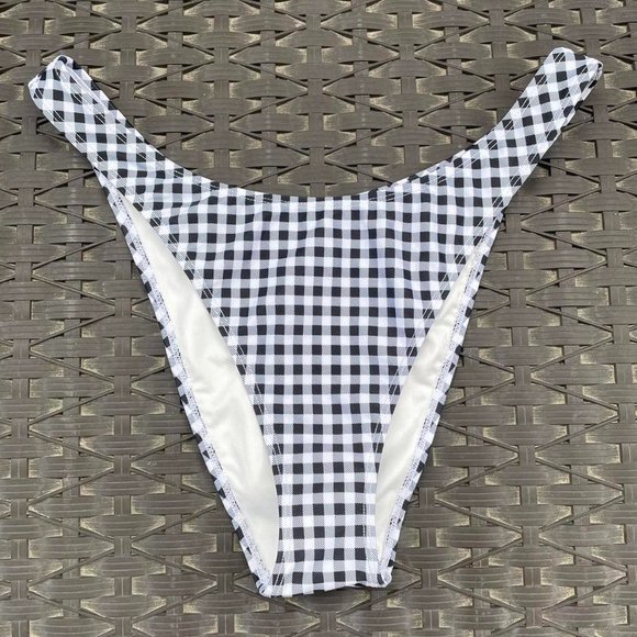 Gingham High Legged Bathing Suit, Bikini Bottoms - Picture 1 of 2